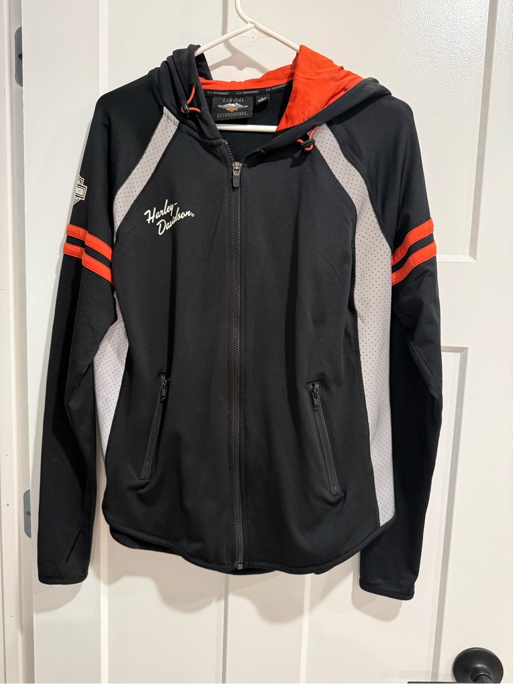 Harley-Davidson Black Hooded Lightweight Jacket with Orange Accents